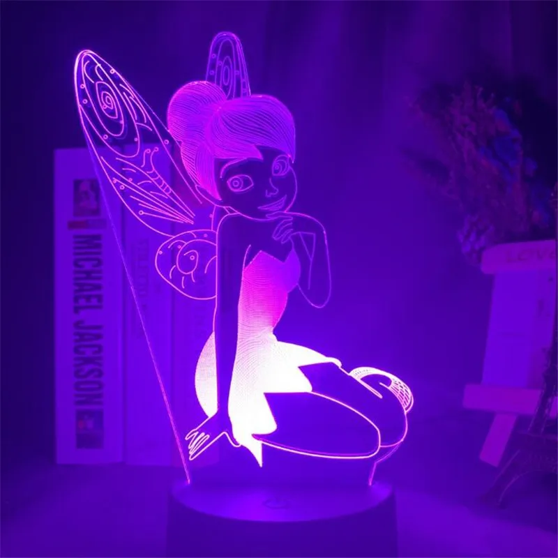 Disney Tinker Bell 3D ночной Светильник лампа принцессы светодиодная для украшения