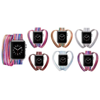

Colorful Leather Smart Wristband Strap Replacement for iWatch1/2/3/4 Double Rings Wrist Strap for Apple Watch 1/2/3/4 Series