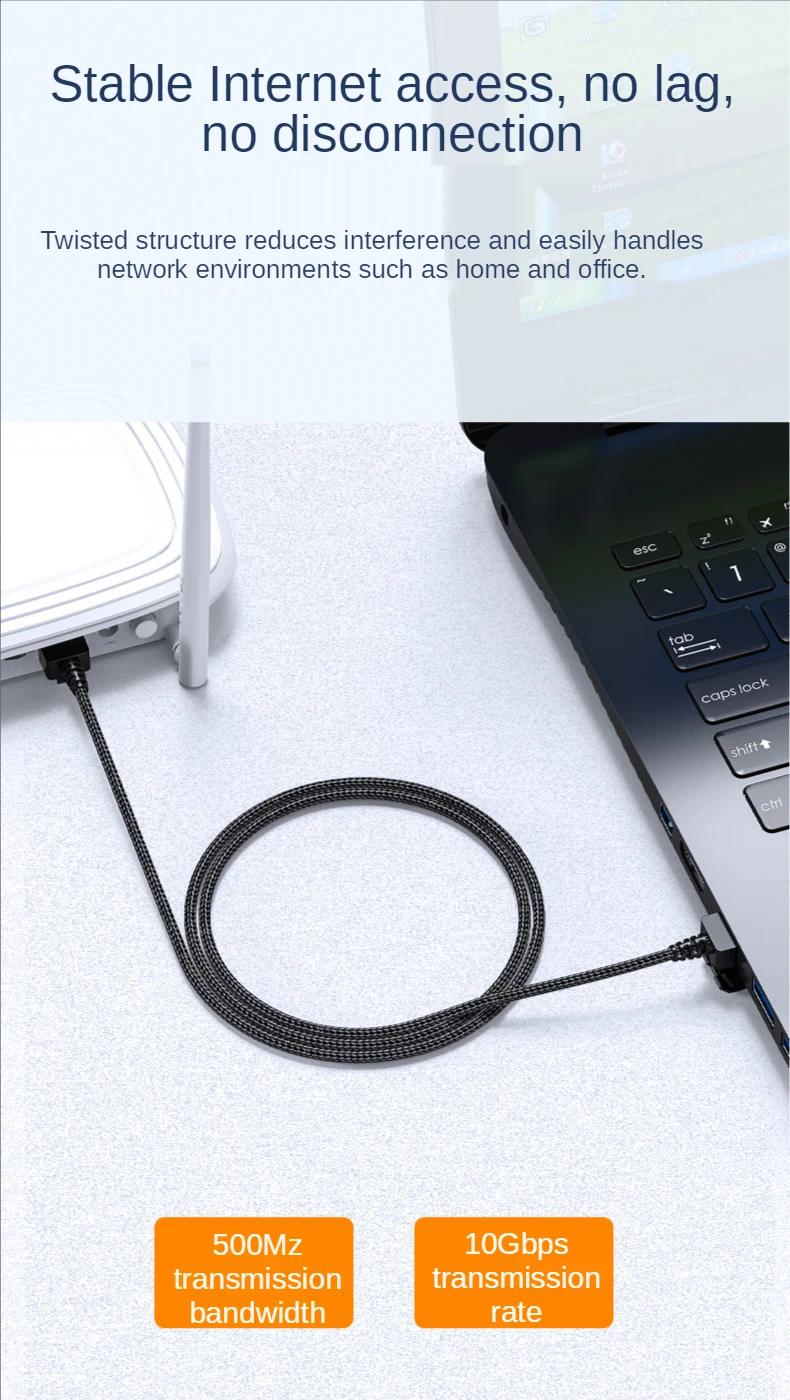 Nylon CAT6a Cabo de Patch Ethernet, Ultra