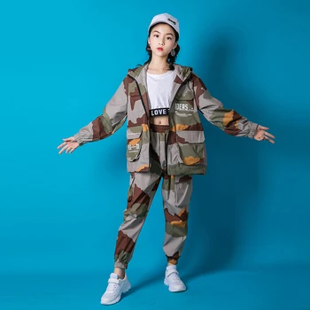 

Hip Hop Kids Street Dance Clothing Children Camouflage Suit Performance Stage Outfit Girl Jazz Dance Wear Hiphop Clothes 110-170