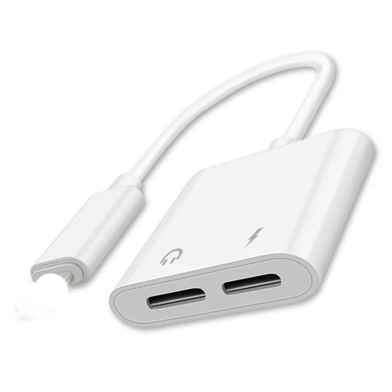 IOS 12,3 2 в 1 Dual для наушников lightning Jack адаптер Аудио зарядки для iPhone X 8 7 Plus XS Max наушники AUX кабель вызова - Цвет: white