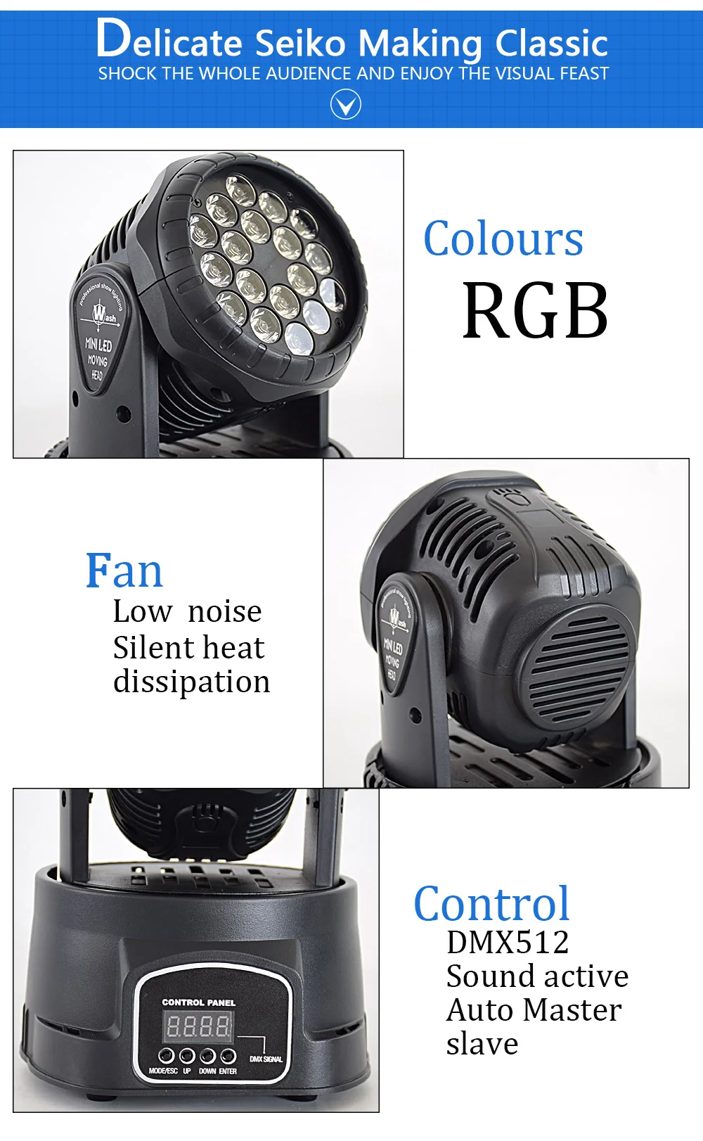 18x3 Вт RGB светодиодный мини-светильник, светодиодный светильник с подвижной головкой, точечный светильник, Dj, дискотека, клуб, вечерние, свадебные, сценический светильник, ing