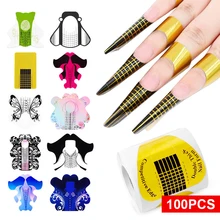 Formas de extensión de uñas profesionales para mujer, 100/500 Uds., pegatinas acrílicas francesas, herramientas de arte, Gel UV acrílico curvado