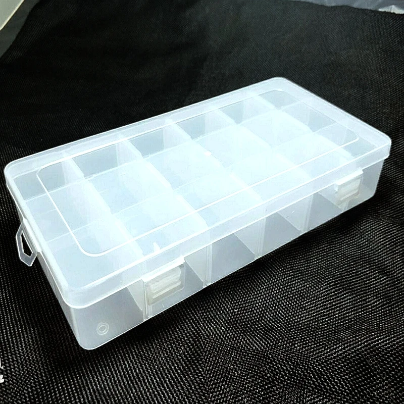 

1PC Transparent Plastic Rectangle 18 Lattice Storage Box Earring Ring Jewelry Bin Bead Case Container Candy Storage