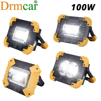 

Led Work Light Portable Spotlight 100W Led 3000lm Super Bright Rechargeable For Outdoor Camping Lampe Led Flashlight By 18650