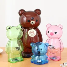 Маленький медвежонок, пластиковая Копилка, прозрачная креативная копилка, Подарочная мультяшная копилка, Детская Подарочная коробка, AA50MB