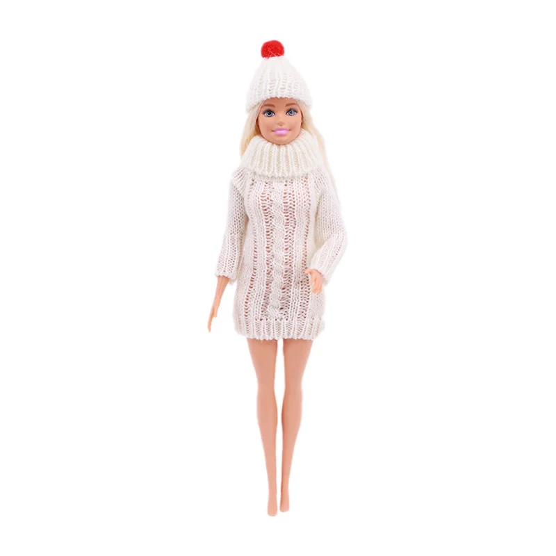 2Pcs/Lot FreeShiping =1Sweater+1Hat Handmade Barbies Clothes For Accessories 11.8 Inch Barbie Doll Winter Clothing,Girls Gift 12