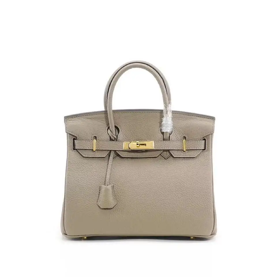25cm grey Женские сумки из натуральной кожи, роскошные дизайнерские женские сумки с замком, Большая вместительная сумка через плечо, высококачественные сумки через плечо с заклепками - Цвет: 25cm grey