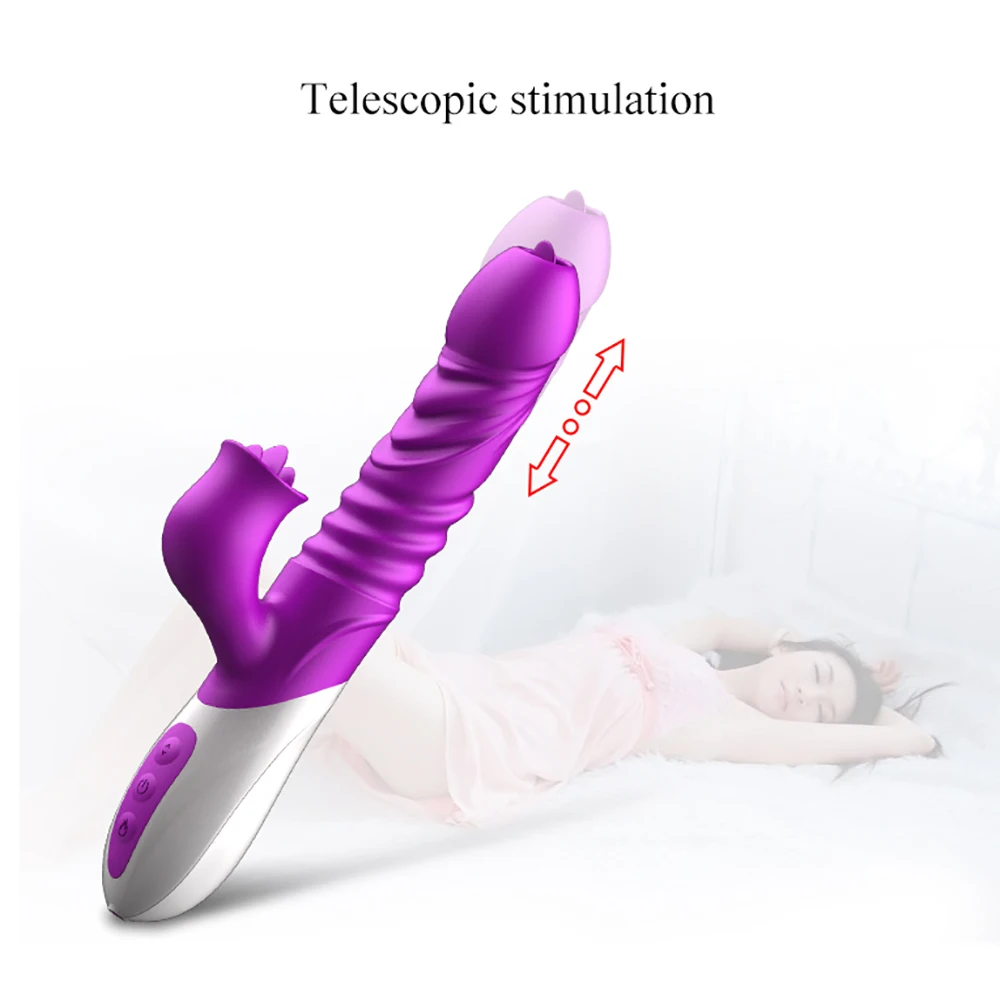 Gode ​​télescopique Vibr jouets sexuels érotiques pour femmes Double langue léchant 10 vitesses G Spot produits pour adultes Clito_voghion.com