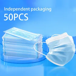 Bulk Pack of Disposable Blue Face Masks - Breathable, Protective, Non - Woven Filter Masks (50PCS - Blue)