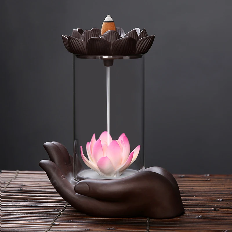

Creative Indoor Desktop Handmade Ceramic Ornament Windproof Backflow Incense Burner Buddhist Aromatherapy Stove