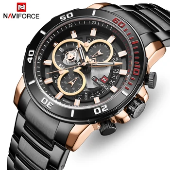 

2019 Luxury Brand NAVIFORCE Steel Strap Men's Quartz Watch Waterproof Calendar Business Men Wrist Watches Relogio Masculino