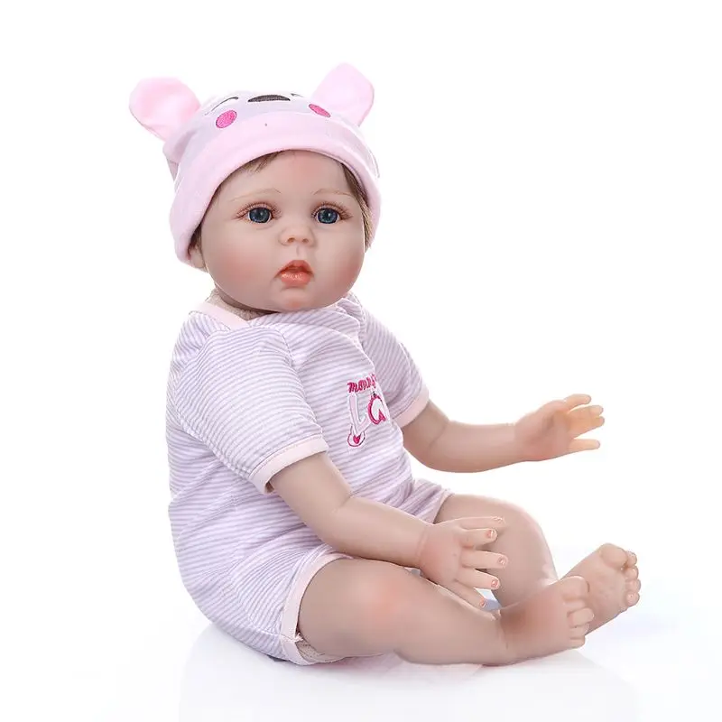 

55cm Reborn Doll Soft Silicone Toddler Babies Pacifier Feeding Bottle Lifelike