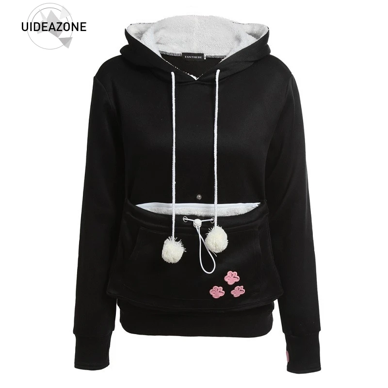 New Women Dog Pet Sweatshirt Hoodies Tops Cat Lovers hooded sweatshirt With Cuddle Pouch For Casual Kangaroo Pullovers With Ears - Цвет: WA02574