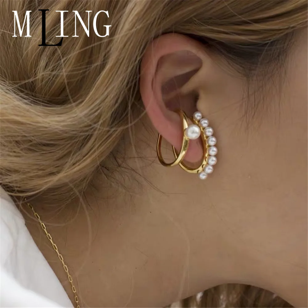 Женские винтажные серьги гвоздики MLING 2 шт./компл. из золотого сплава с