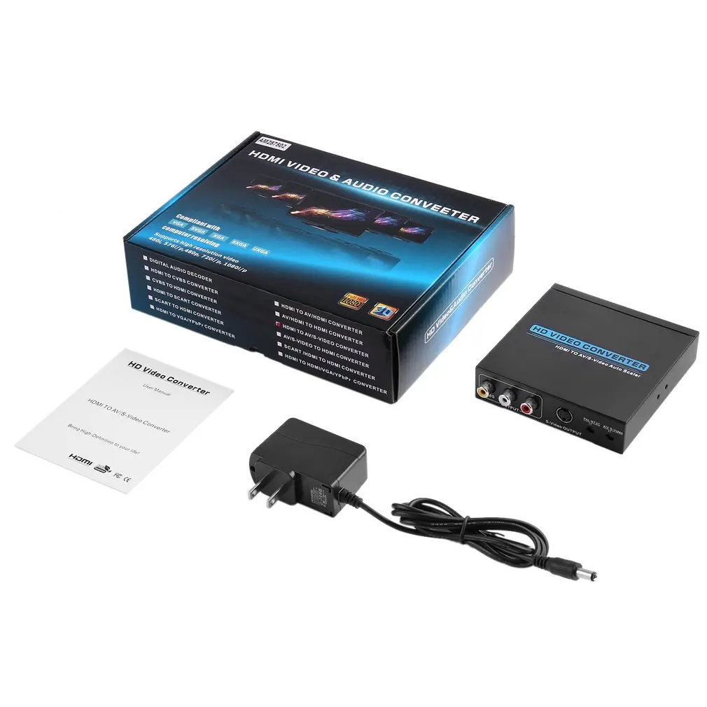 Мини без помех сигнала HDMI К AV/s видео HD и аудио конвертер совместимый VGA/SVGA/XGA/SXGA/UXGA