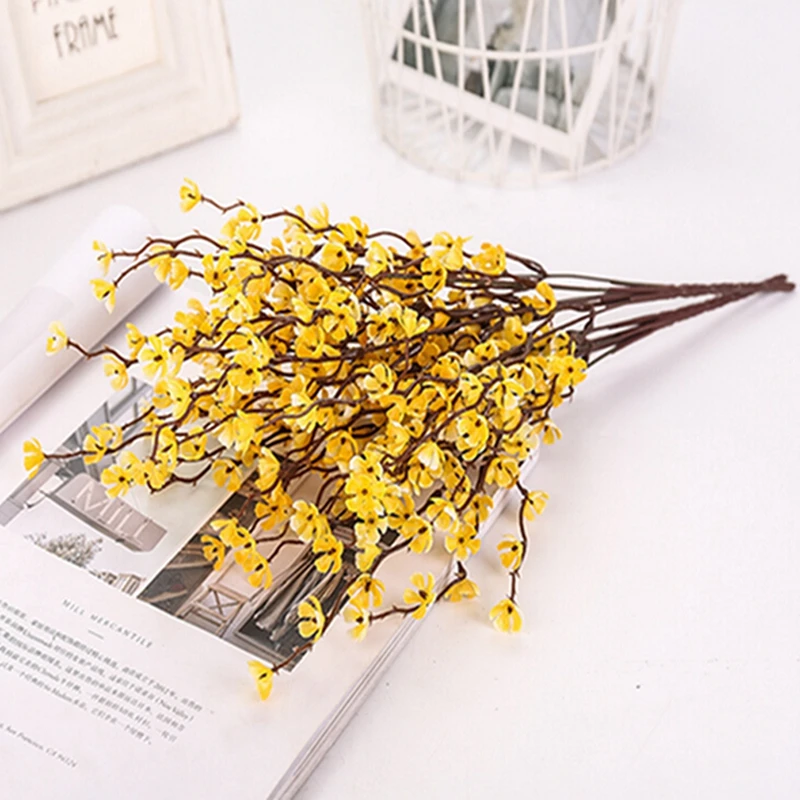 Искусственные пластиковые Wintersweet Цветочные Декоративные Шелковые цветы для дома Романтические свадебные декорации 2 шт