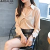 2020 autumn Women Blouse Korean office Long Sleeve Womens Tops And Blouses Vintage Folds Shirts Blusas Roupa Feminina Tops 1