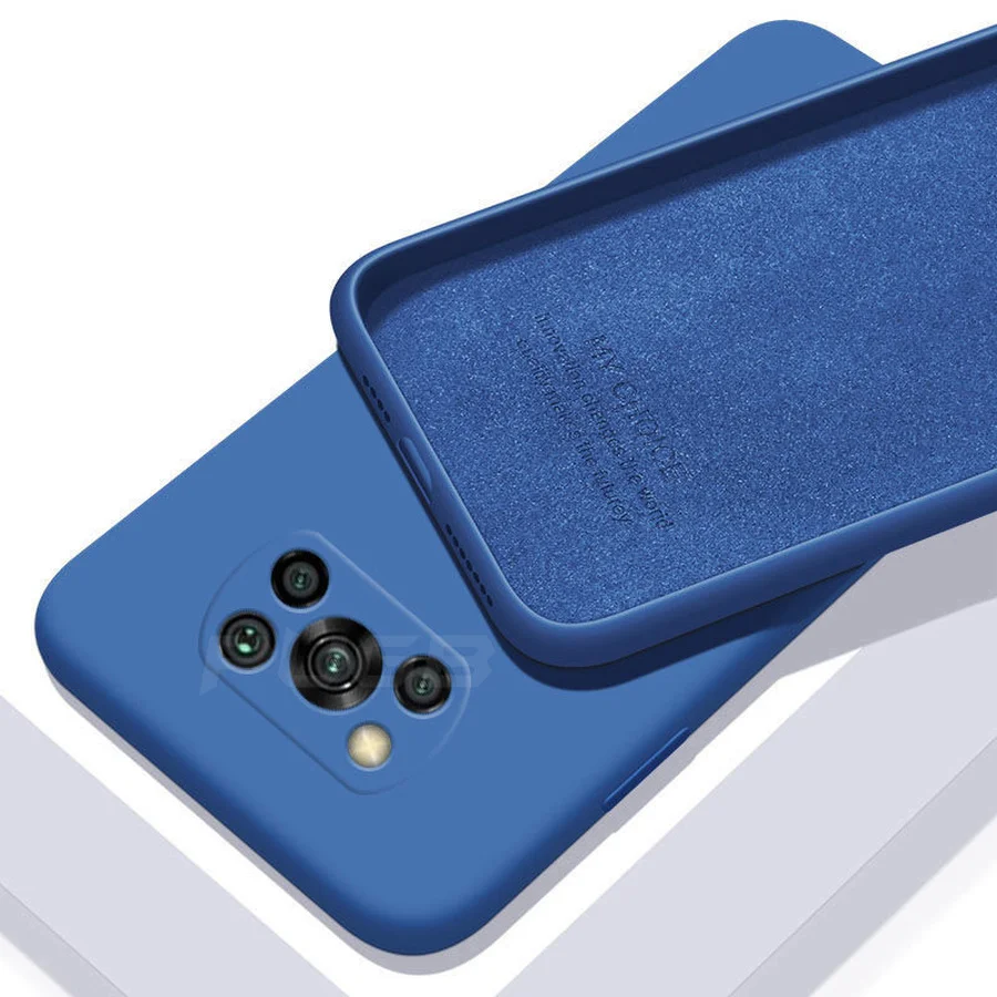 Funda de teléfono para Xiaomi de silicona líquida Original POCO X3 NFC M3 F2 Pro, forro de tela protectora para cámara, cubierta trasera a prueba de golpes