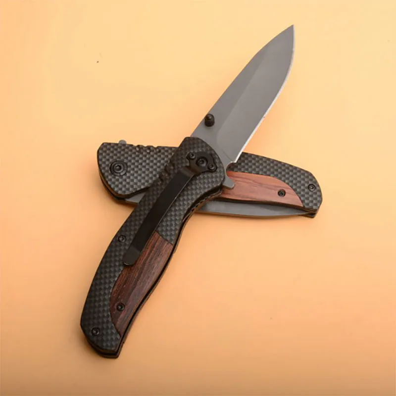 F71 440 steel fruit knife Wood+ carbon fiber Handle Folding knife hunting camping knives tactical survival knife EDC small Tool