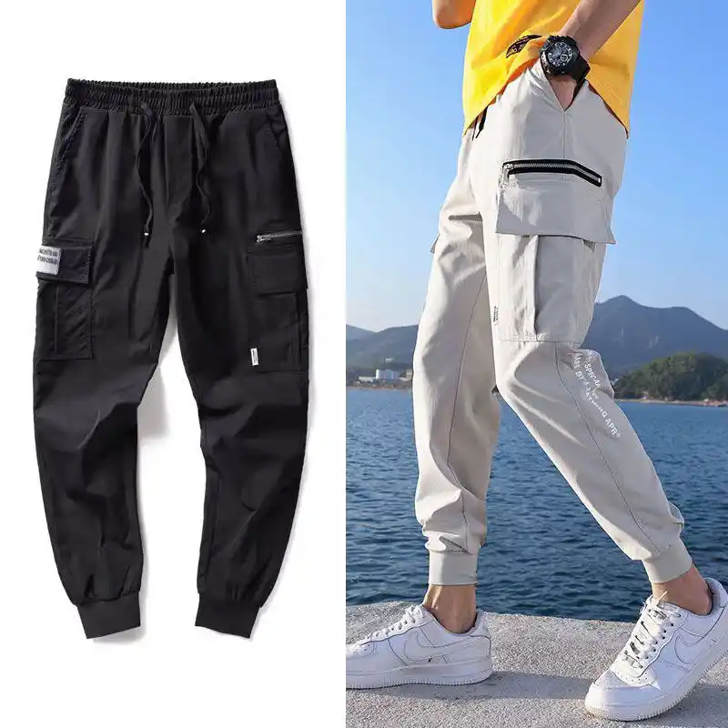 mens cargo pants with elastic ankles