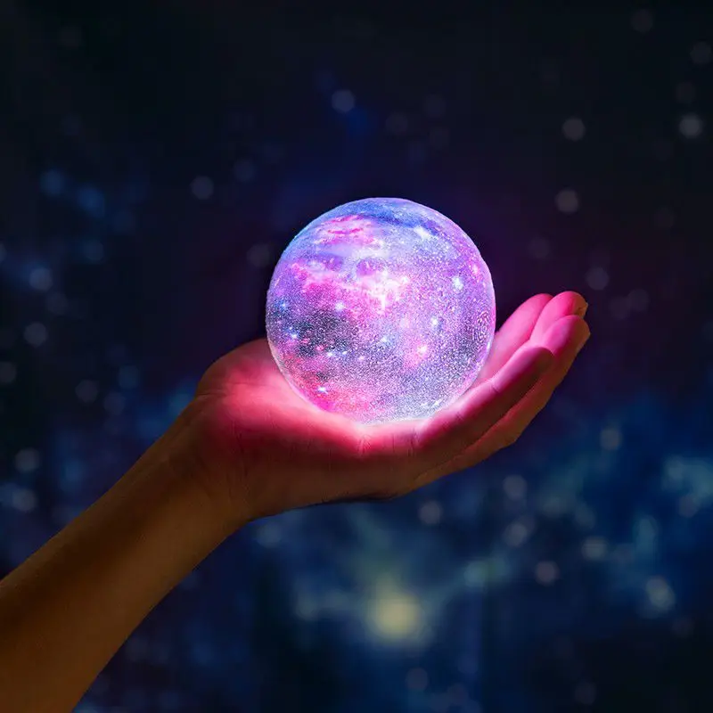 

1 pc 3D Print Star Moon LED Night Light Colorful RGB 16 Colors Remote Control Home Decor Galaxy Lamp