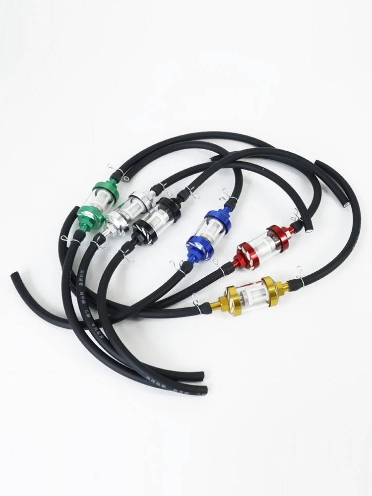 8mm Motorcycle Inner Fuel Filter Gasoline Filters + 40CM Petrol Fuel Line Hose + 4 Clips Moto Scooter Dirt Bike