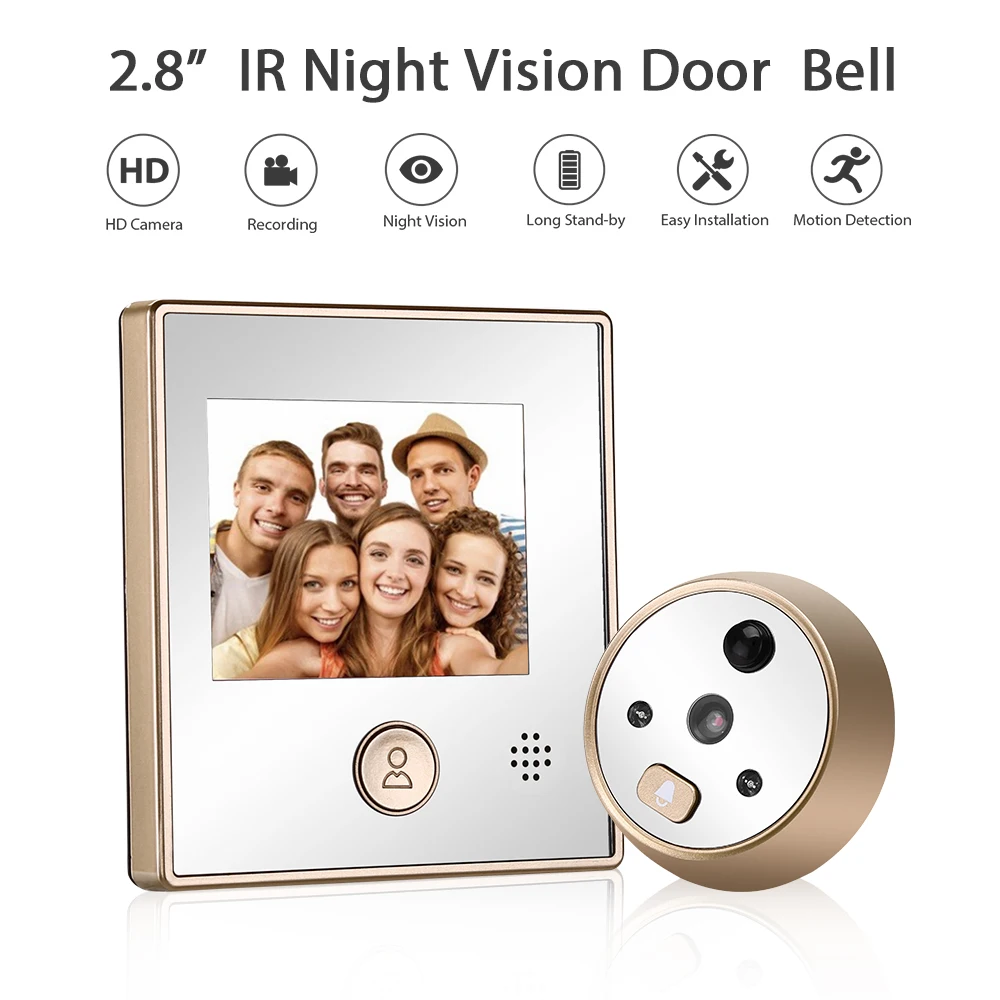 

2.8 inches Visual Doorbell Camera IR Night Vision Motion detection Peep Hole Camera Intercom Door Bell