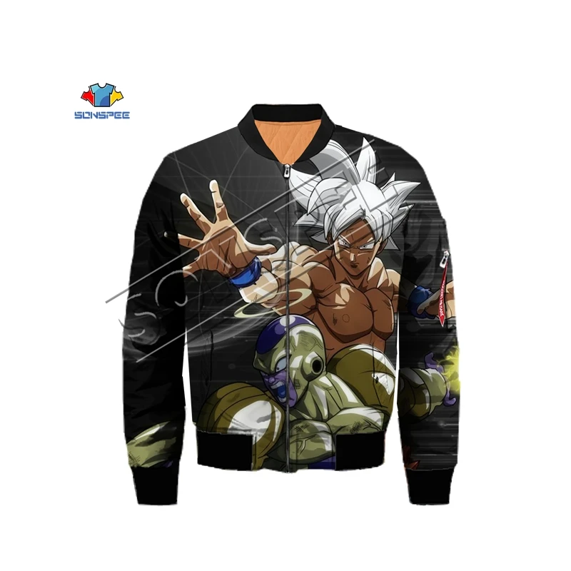 3D печать Dragon Ball Летающая куртка, Мужская зимняя теплая куртка-Авиатор, мотоциклетная куртка, бейсбольная куртка, хоккейная куртка