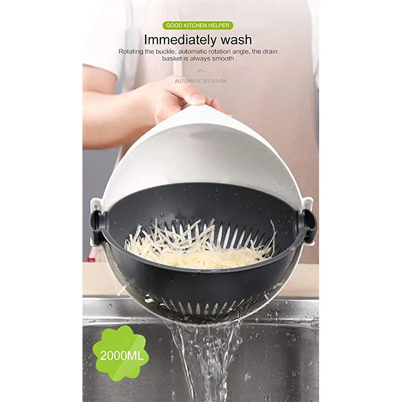 WALFOS Многофункциональный Кухня терка для фруктов Slicer Магия повернуть резка овощей, картофеля овощерезка с сливная корзина бытовой