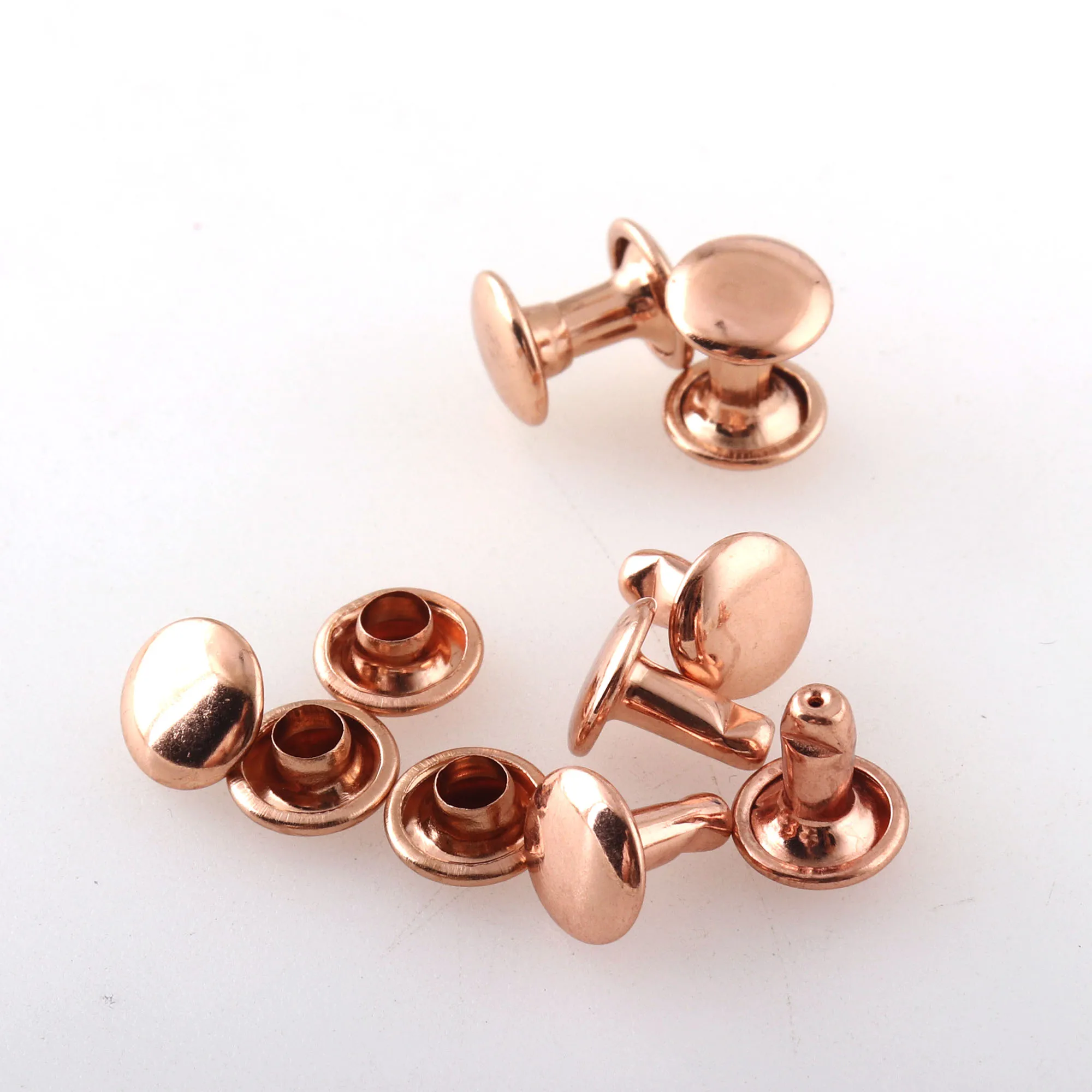 Rose Gold Rivet Studs Double Caps Rivets for Leather and Crafts Round