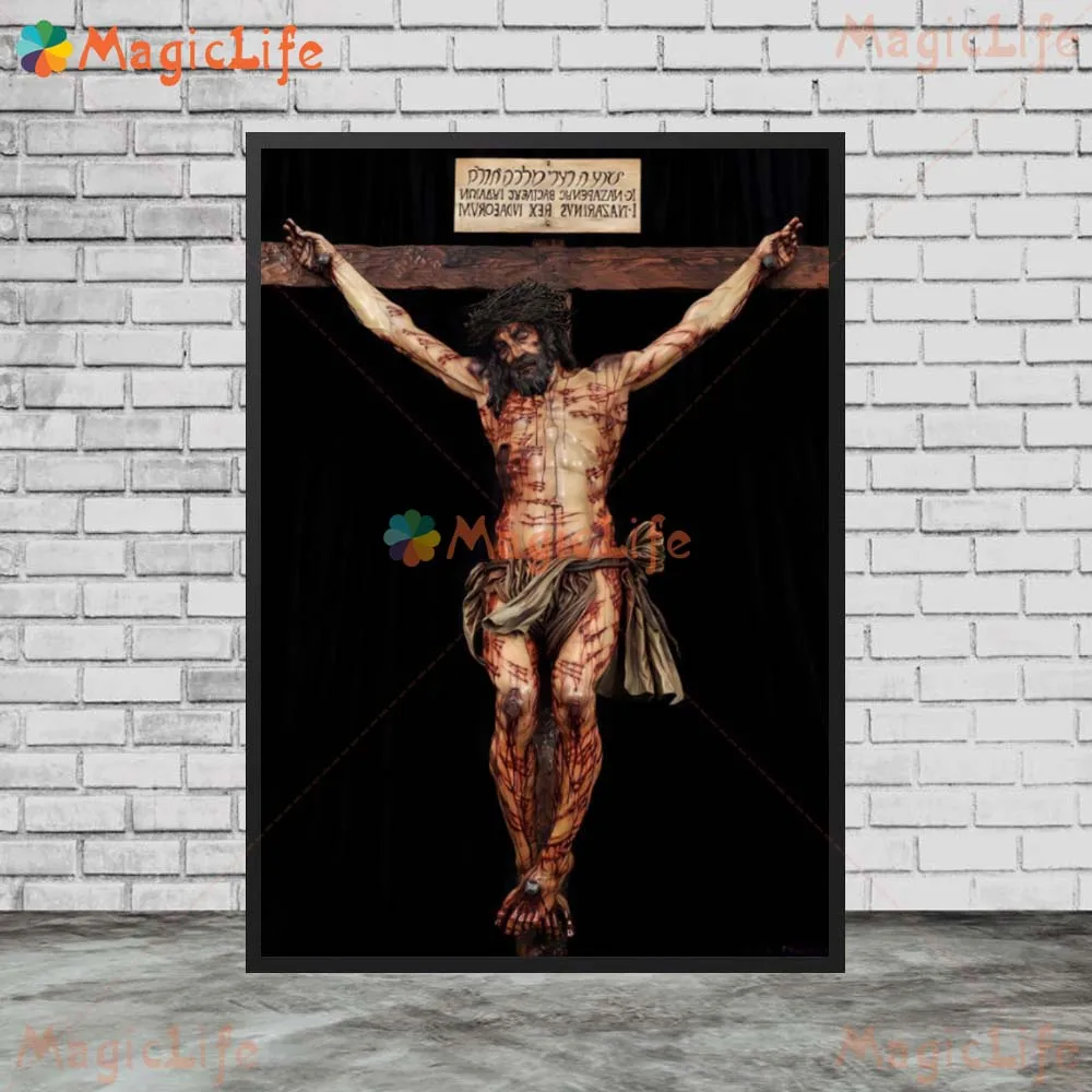 Nordic Style Jesus Crucifixion Canvas Wall Art for Living Room Decor (Unframed)