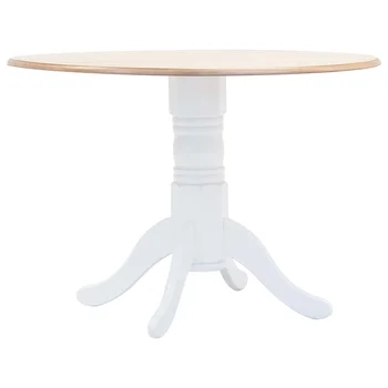 

vidaXL Dining Table White and Brown 106 cm Solid Rubber Wood