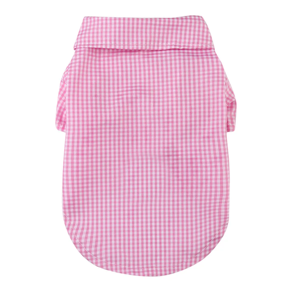 Рубашки для домашних животных клетчатый узор с пуговицами модная футболка для собак лето и осень клетчатый узор удобная одежда для кошек#918Y20 - Цвет: Розовый