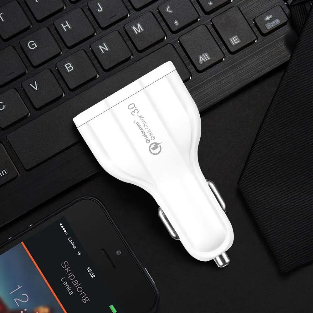 USB C автомобильное зарядное устройство, быстрая зарядка 3,0 двойной USB быстрая зарядка для iPhone XR/XS Max/8 Plus, samsung Galaxy Note 9(белый