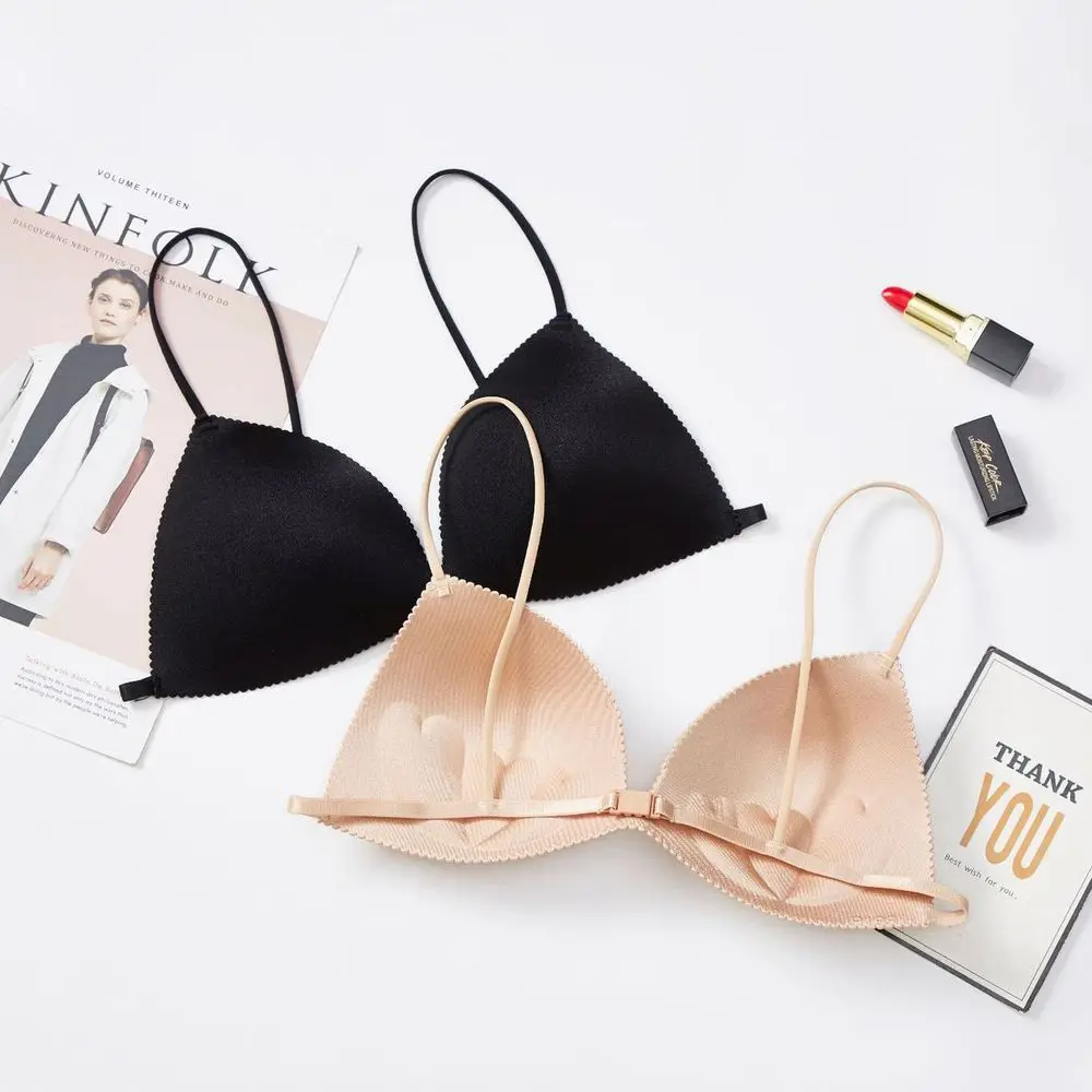 Women Bra Seamless Ultra-thin Underwear Women Thin Shoulder Strap Girls Backless Bra Push Up Bra One Piece Bra Breast Wrap