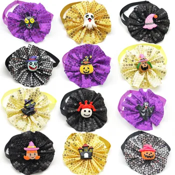 

50/100 Pc Pet Dog Grooming Product Halloween Design Holiday Puppy Dog Cat Bow Ties Adjustable Pet Dog Bows Pet Supplies Pet Tie