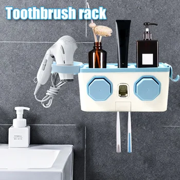 

Newly Toothbrush Holder Bathroom Plastic Storage Rack Wall-Mounted Magnetic Free Punch Toothbrush Holder VA88