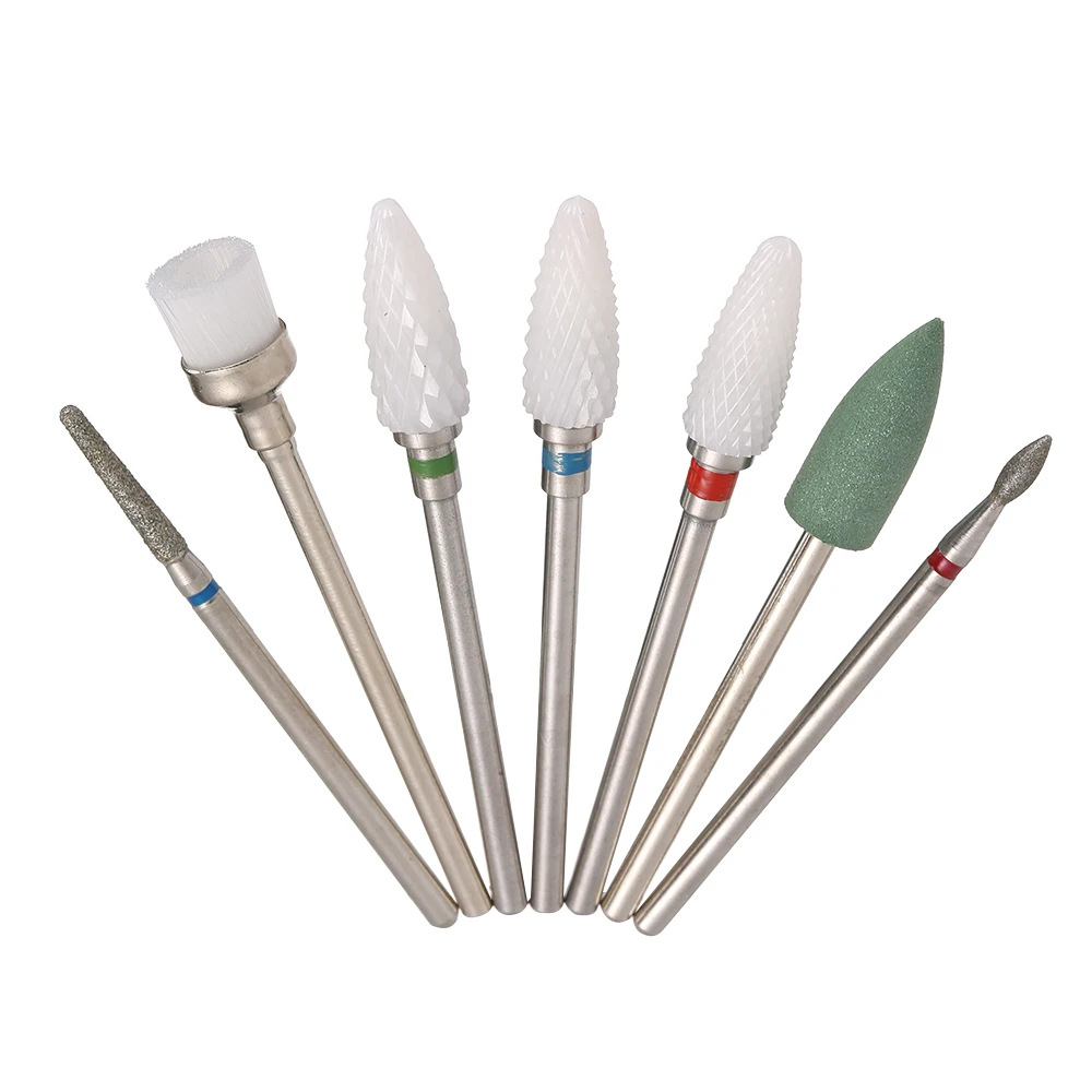 New 7pcs Nail Drill Bits Set for Pedicure& Manicure Replacement Drill Bits Heads for Electric Nail Drill Handpiece Nail Art