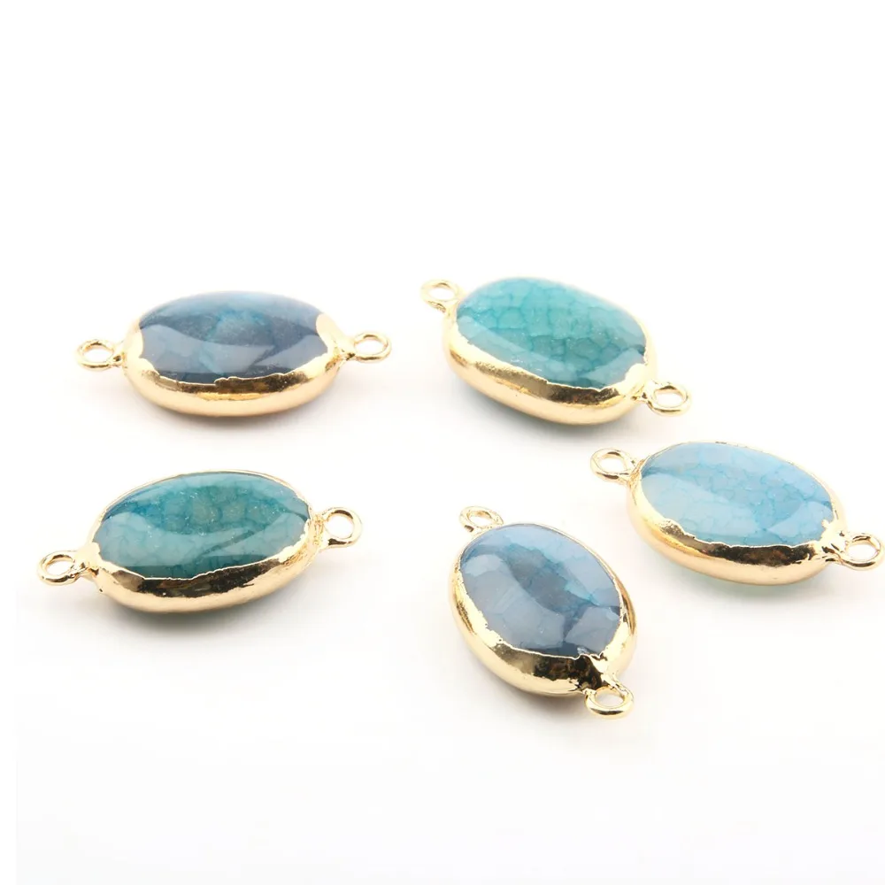 

Natural Stone Agates Pendants irregular shape Double hole connector DIY for Necklace or Jewelry Making Size 35*20*9mm