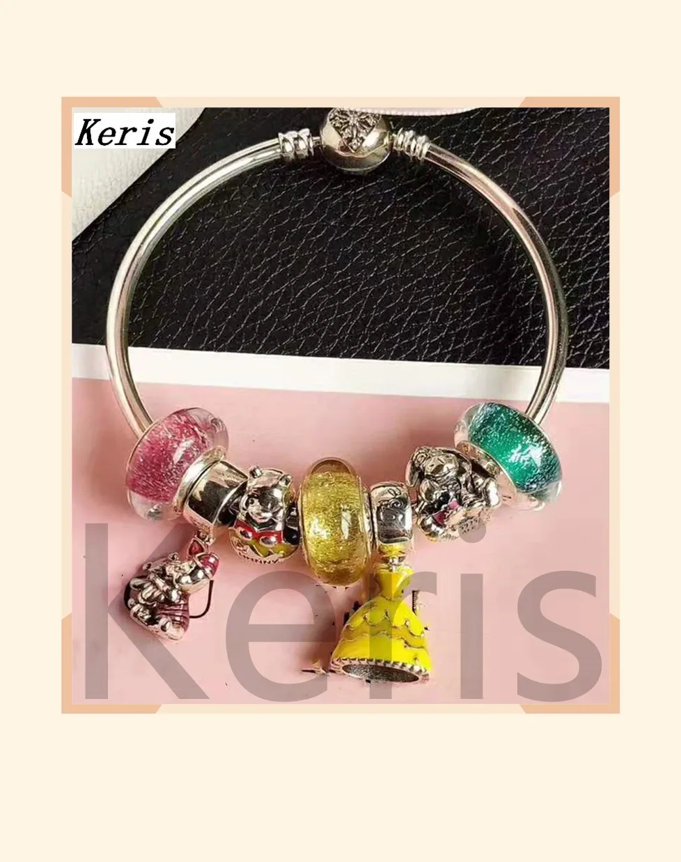 

High Quality Original 1:1 100% Silver Bear Princess Skirt Glass String Bracelet Free Delivery
