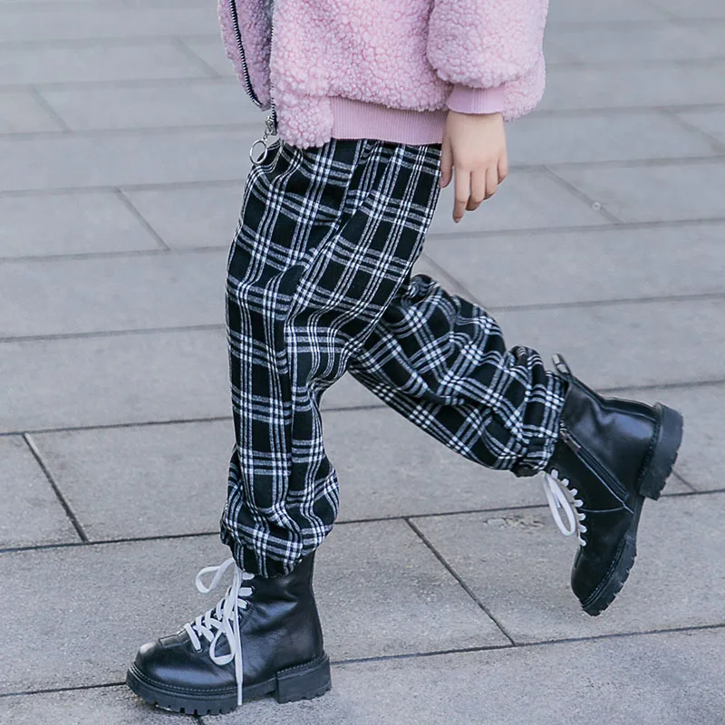 

Girls Plaid Pants 2020 Autumn Winter Children Trousers Fleece Thicken Loose Casual Pants Fashion Teens Clothes Student 8 10 12 Y