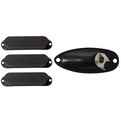 1 Set 1/4 Inch Loaded Guitar Output Mono Jack Plug Socket Plate & 1 Pcs Coil Pickup Cover Sealed Pickup Covers