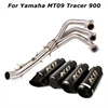 Slip for Yamaha MT09 MT-09 Tracer 900 Motorcycle Whole System Exhaust Escape Tips Muffler Pipe Black Front Header Connect Pipe