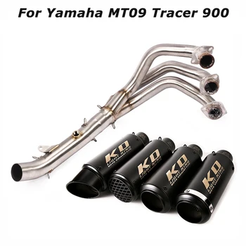 Slip for Yamaha MT09 MT-09 Tracer 900 Motorcycle Whole System Exhaust Escape Tips Muffler Pipe Black Front Header Connect Pipe