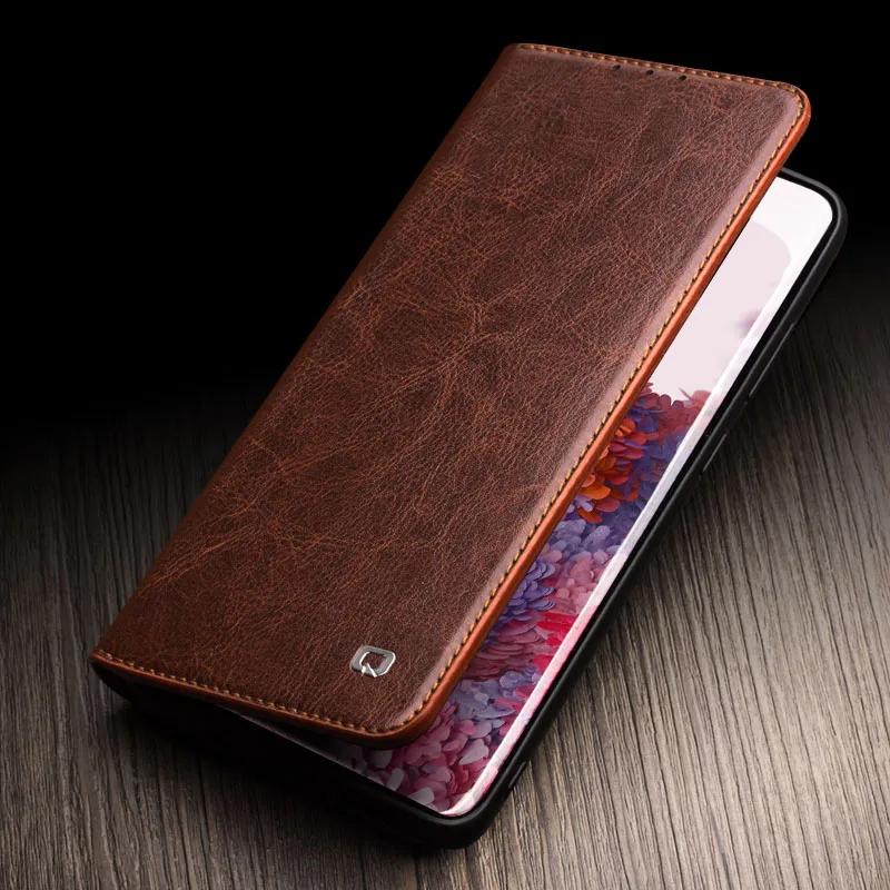 QIALINO Genuine Leather Bag Phone Case for Samsung S23+ plus 5G Fashion Luxury Flip Cover for Samsung S23 Ultra