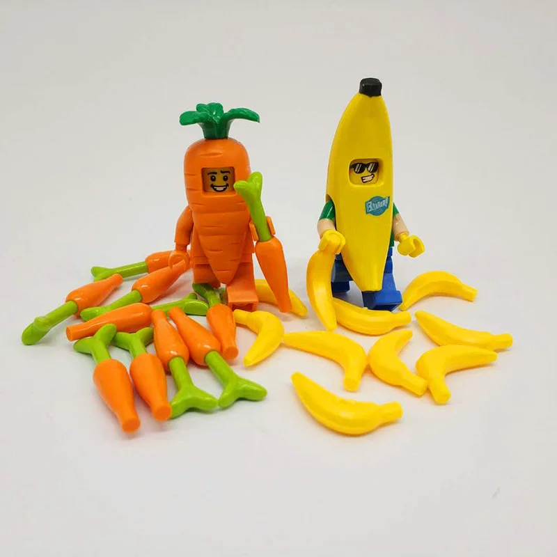 

Fruit City Street View Parts Assembled Building Blocks Carrot Doll Toy Banana Vegetables Food Scene Children's Toys