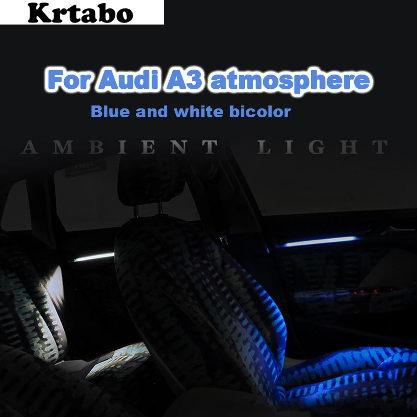 Applicable for Audi A3 S3 ambient light special blue and white dual color 11 LED atmosphere car interior decorat |