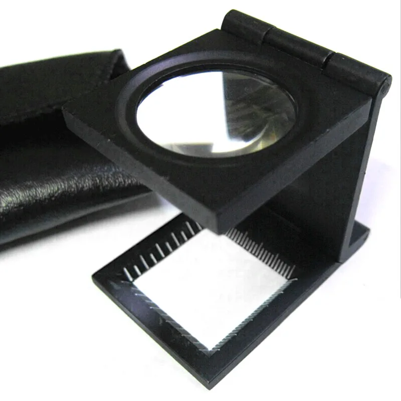 10X Magnifying Mini Three Folding Magnifier Portable Zinc Alloy Glass