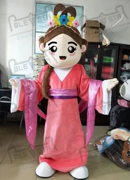 

Mid-Autumn Festival Cartoon girl mascot costumes hot sale pink dress girl costumes